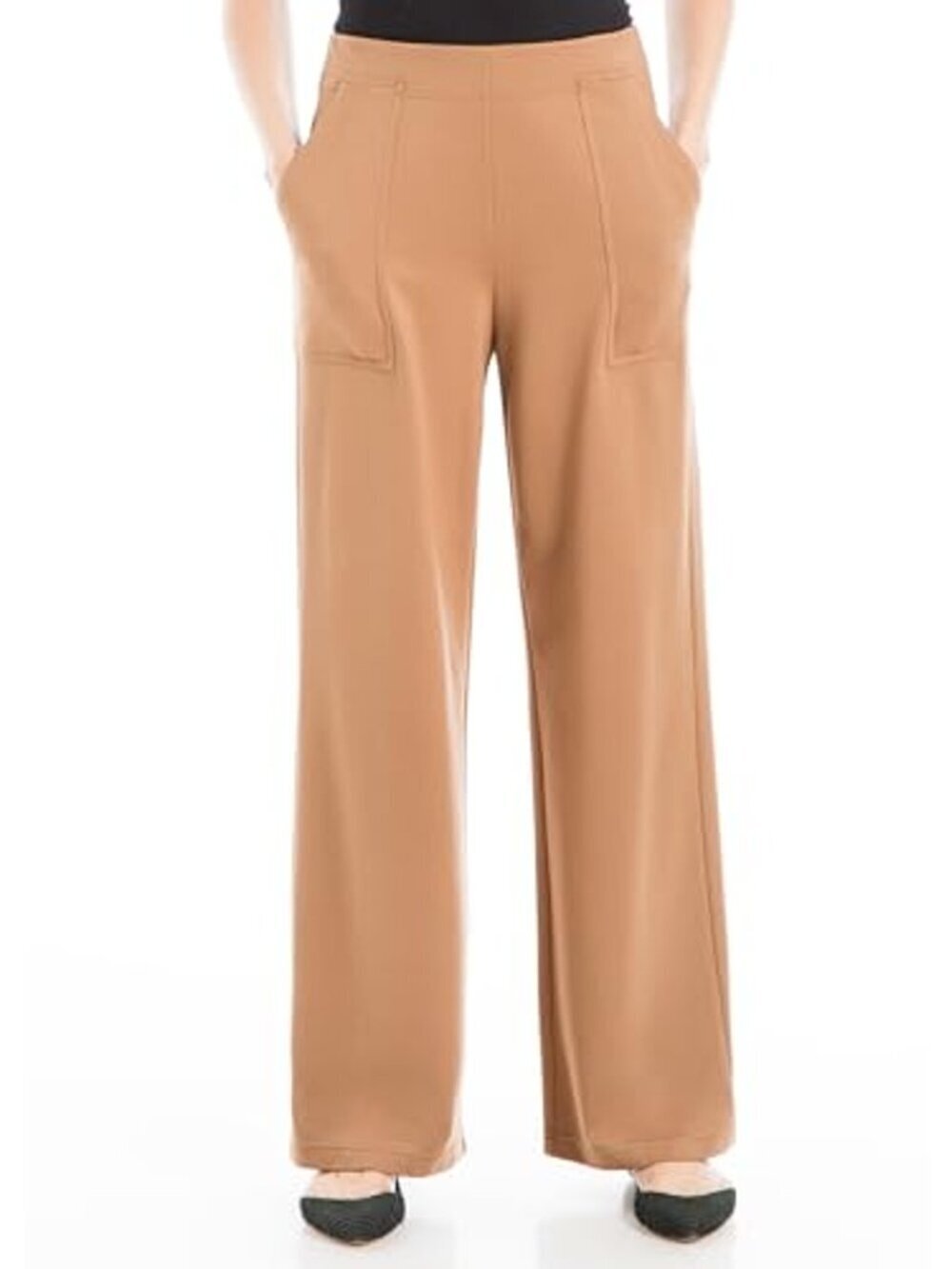 New Max Studio Twill Easy Wide Leg Tan Trousers Size XL